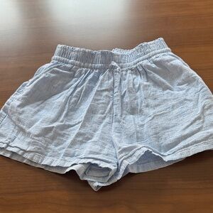 H&M Light Blue Seersucker High-Waist Drawstring Shorts